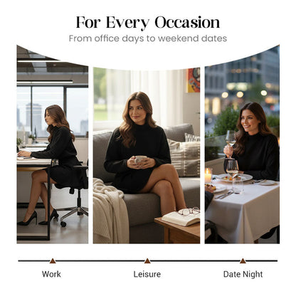 ✨💓Women's Mock Neck Knit A-Line Mini Dress