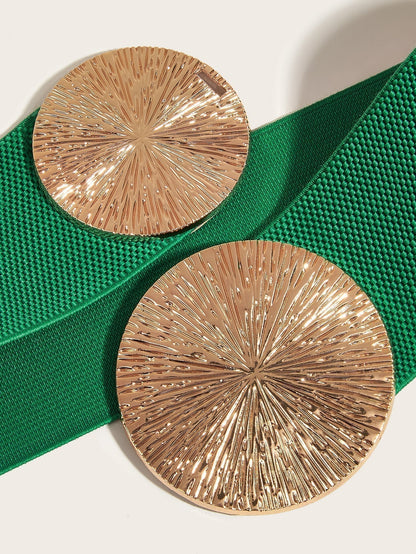 🎁Women's Vintage Gold Buckle High Elastic Belt