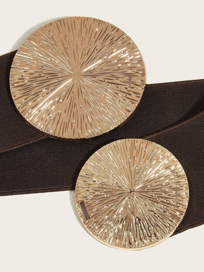 🎁Women's Vintage Gold Buckle High Elastic Belt