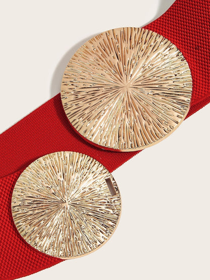 🎁Women's Vintage Gold Buckle High Elastic Belt