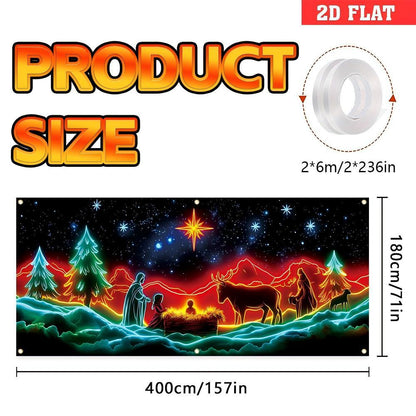 🎇🚪UV Activated Christmas Garage Door Cover Banner, Glows in Dark🔥🎉