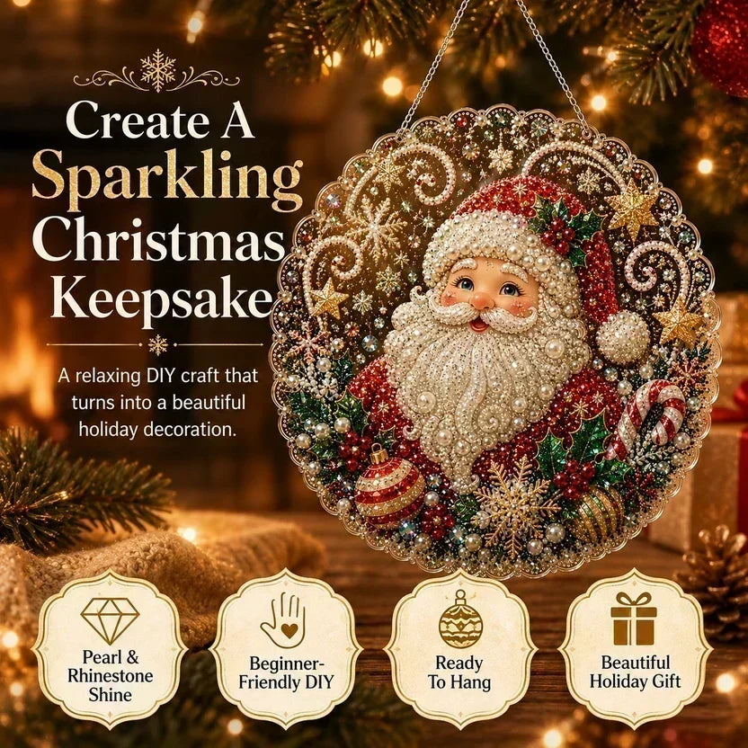 🎄Christmas Pearl Diamond Art Hanging Ornament Kit | Resistant Non-Fading Pearl Beads DIY Handmade Holiday Hanging Decor 🎅💎