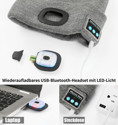🎅Christmas Pre-sale🎁Peel-Off LED Headlamp Bluetooth Headset Knit Cap