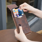 ⚡Waist Belt Cell Phone Pouch 📱 Multi-Pocket Leather Holster with Card Holder