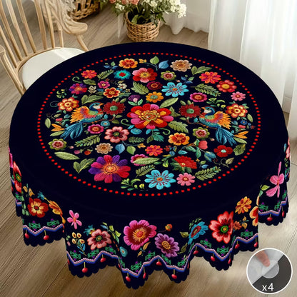 🔥Hot Sale🔥Mexican Floral Tablecloth With Scalloped Edge