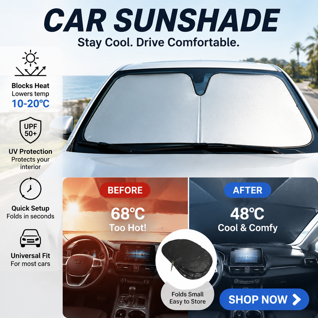 💕SunShade Foldable Heat Protector™– UK Ready! 🇬🇧