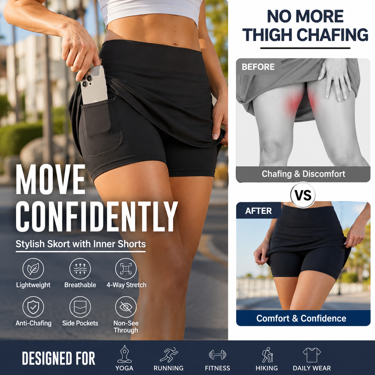 👚Anti-Chafing Active Skort – Super soft and comfortable🔥