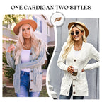 Women's Fall Casual Long Sleeve Button Down Open Front Cable Knit Cardigan Sweater Coat