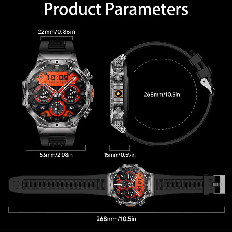 ⌚1.52" HD smartwatch for men – Phone calls and music control – Multiple sports modes – IP68 waterproof – Long battery life