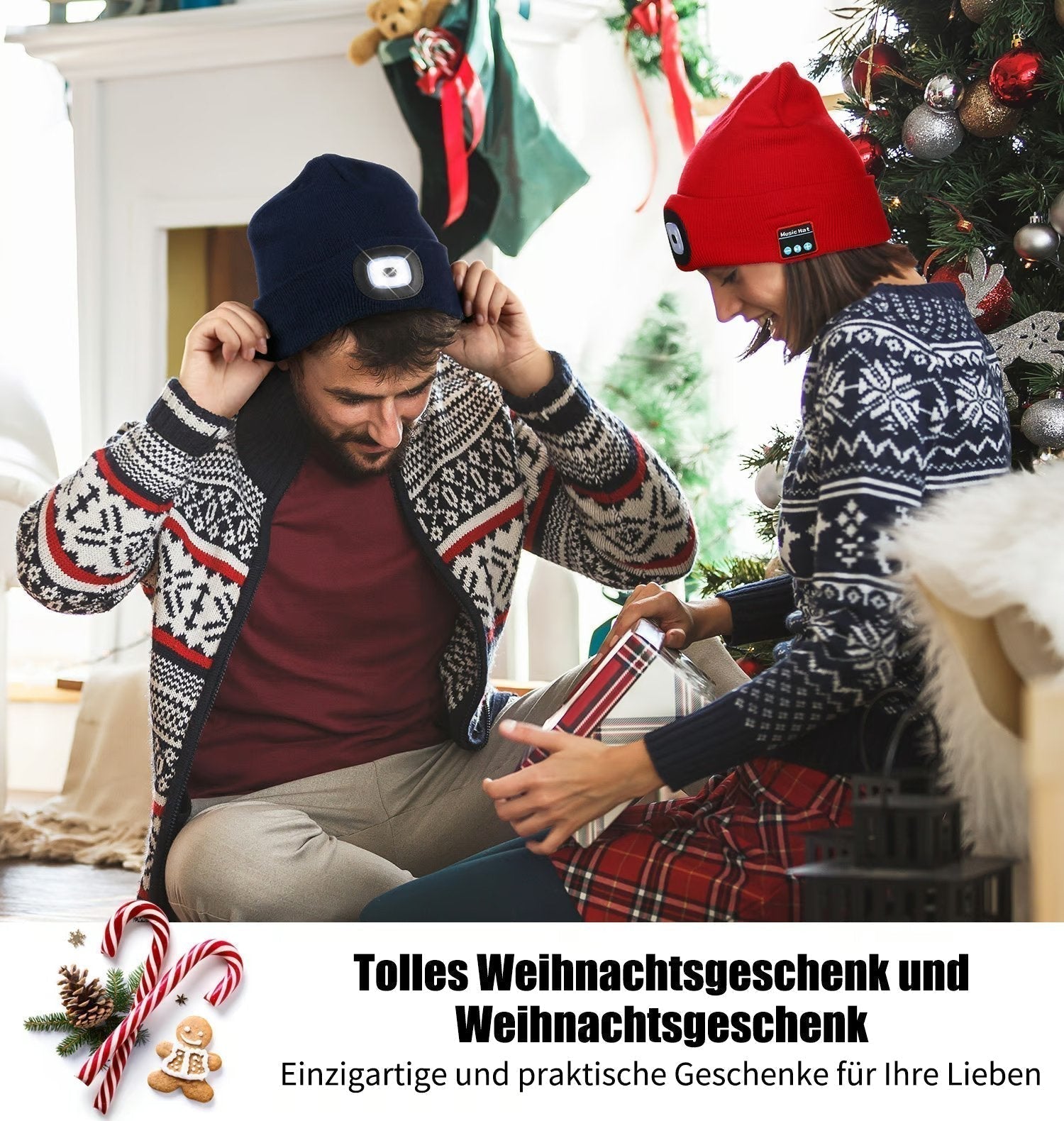 🎅Christmas Pre-sale🎁Peel-Off LED Headlamp Bluetooth Headset Knit Cap
