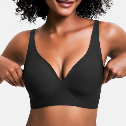 💜Jelly Wireless Womens Comfortable Wireless Bras Push Up Bralettes Seamless Tshirts Bras Deep V Everyday Bras
