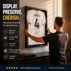 🧥Wooden Memorial Jersey Display Frame (Magnetic Door) – Keep Your Sweat & Love In Perfect Condition!