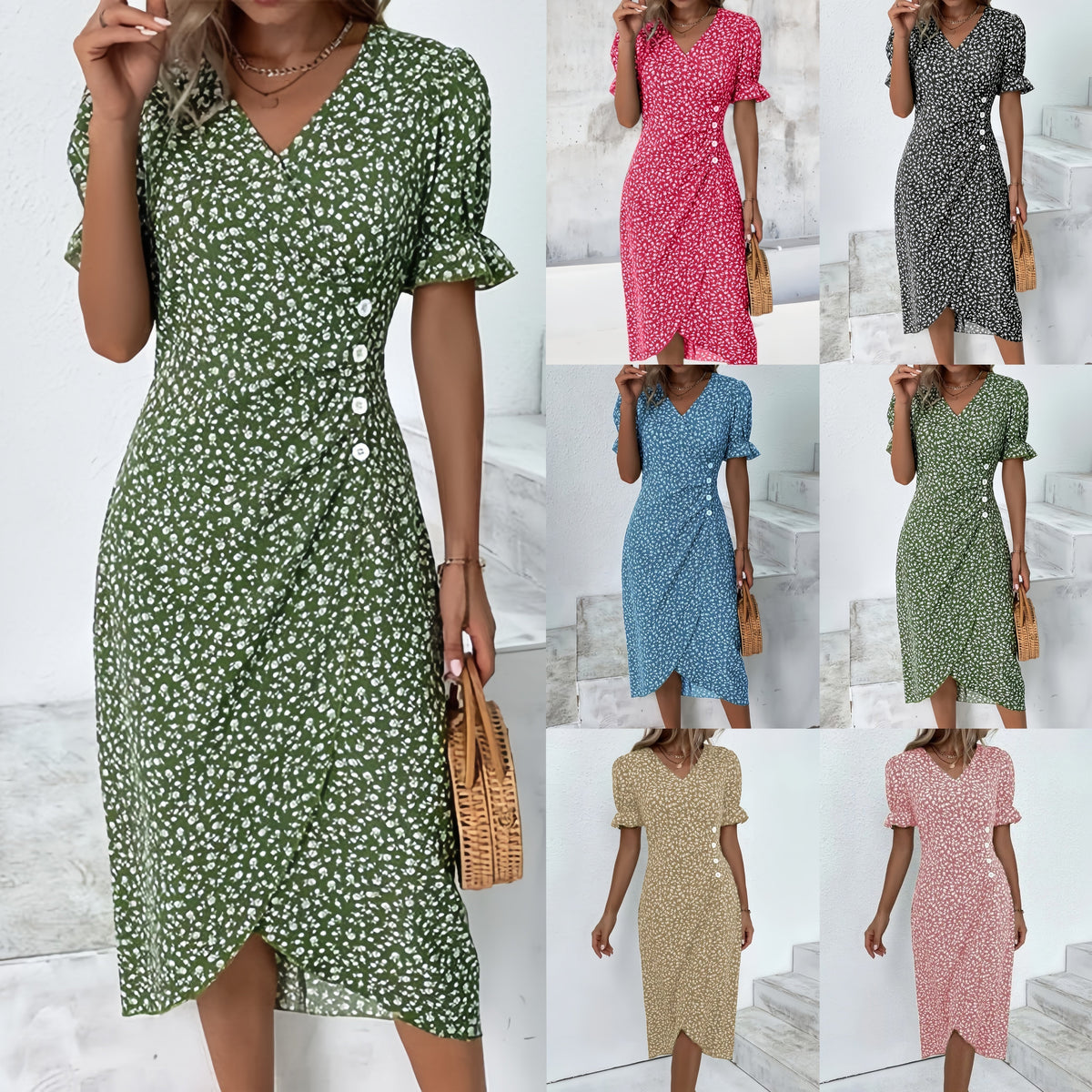 🌷Women's Floral V-neck Printed Dress