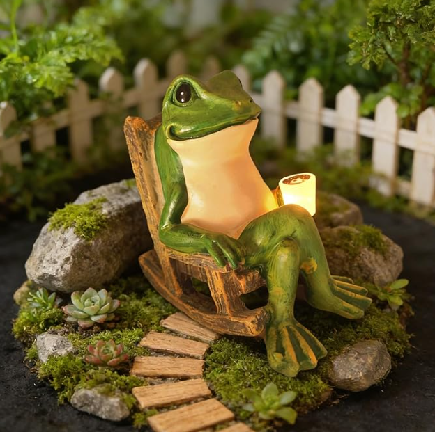 🐸Solar Frog Rocking Chair Ornament