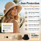 Women's Bowknot Wide Brim Sun Protective Hat