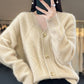 💫💫[Geschenk für Frauen] Frauen lose slouchy Faux Kaschmir Knopf vorne Strickjacke Pullover