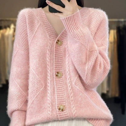 💫💫[Geschenk für Frauen] Frauen lose slouchy Faux Kaschmir Knopf vorne Strickjacke Pullover