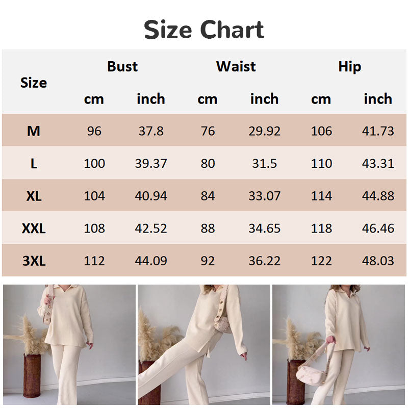 V-Neck Casual Slit Knitted Two-Piece Set