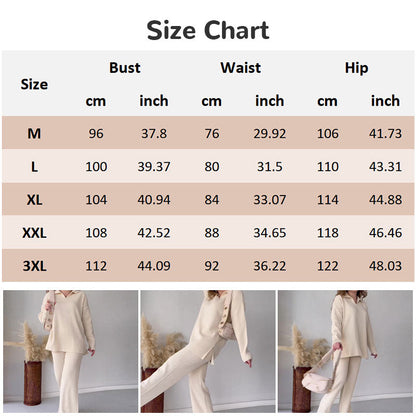 V-Neck Casual Slit Knitted Two-Piece Set