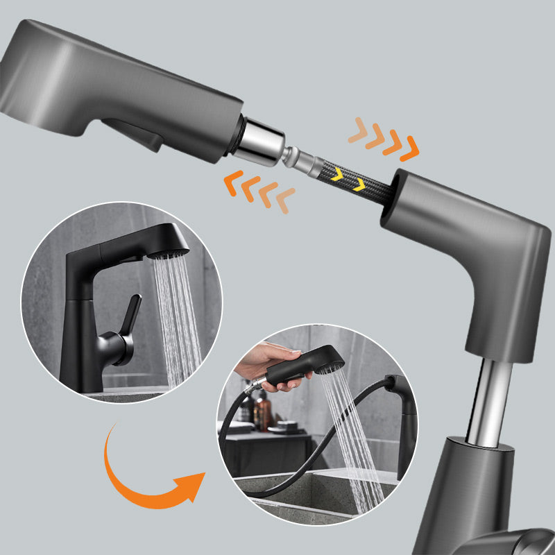 1 Hole Bathroom Faucet with Pull Out Sprayer
