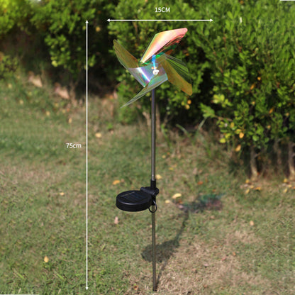 Solar-Powered 4-Blade Windmill Garden Decor Light Set