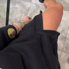 Stylish Round-Neck Side-Slit Long-Sleeve Loose Midi Dress ✨