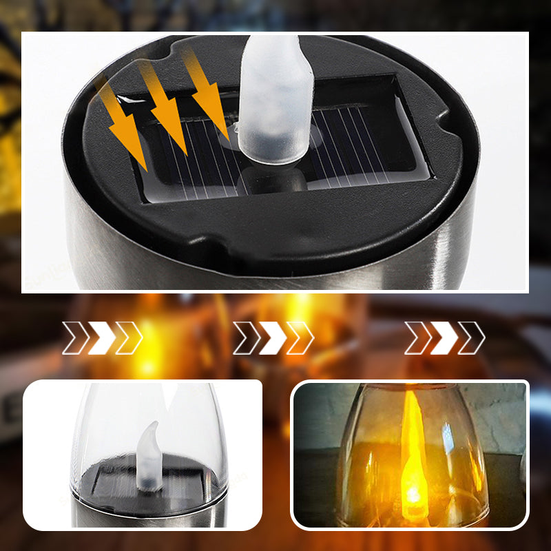 Solar Power Tea Lights Outdoor Flameless Flicker IP65 Waterproof Table Lamp LED Candles with Dusk to Dawn Sensor for Lantern Garden Camping Party Home Decorations Warm Color