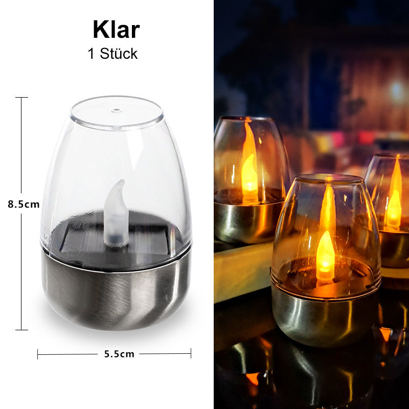 Solar Power Tea Lights Outdoor Flameless Flicker IP65 Waterproof Table Lamp LED Candles with Dusk to Dawn Sensor for Lantern Garden Camping Party Home Decorations Warm Color