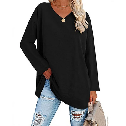 💋Women's Loose Long Sleeve Fashion V-neck Top