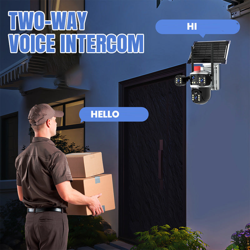 🎥 Triple-Lens Solar 360° Dome Camera