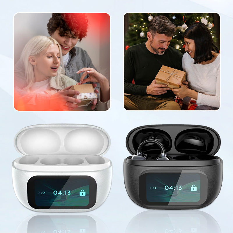 🔥2025 HOT SALE🔥🎧Ear Clip-on Smart Color Screen Intelligent Translation Headset🎧