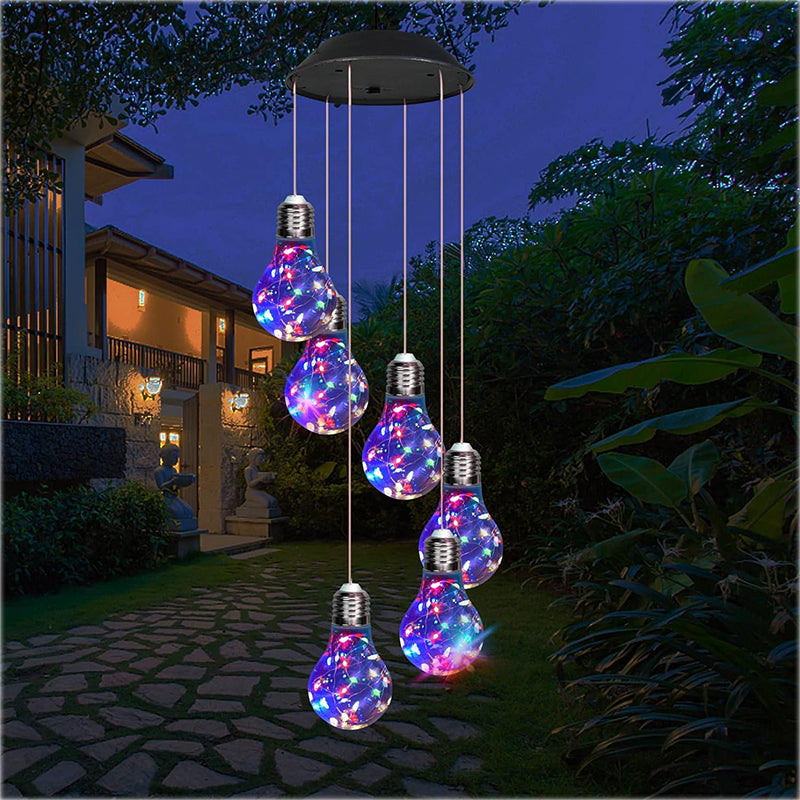 💡Outdoor Colorful LED Solar-Powered Light Bulb Wind Chimes🌠