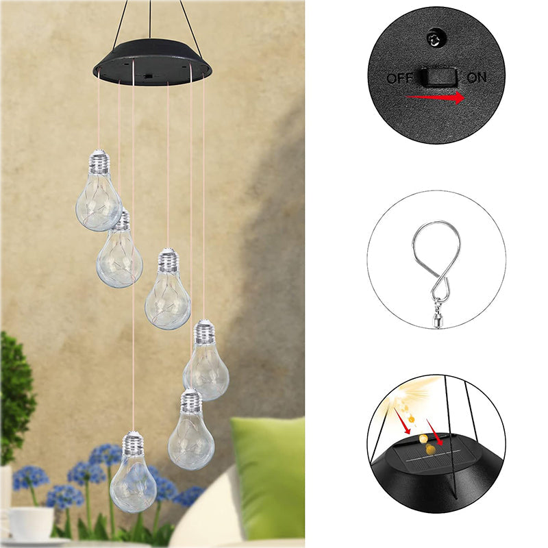 💡Outdoor Colorful LED Solar-Powered Light Bulb Wind Chimes🌠