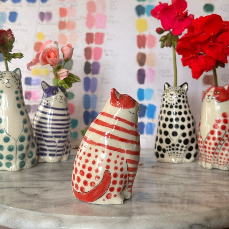 Polka Dot Cat Vase🐱