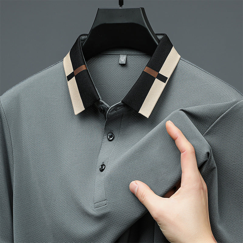 🔥Men's Stretch Ice Silk Short Sleeve Lapel T-shirt