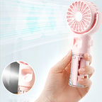 🌀✨ Portable Rechargeable Handheld Misting Fan – Nano-Mist, 4 Speeds, Type-C, Quiet
