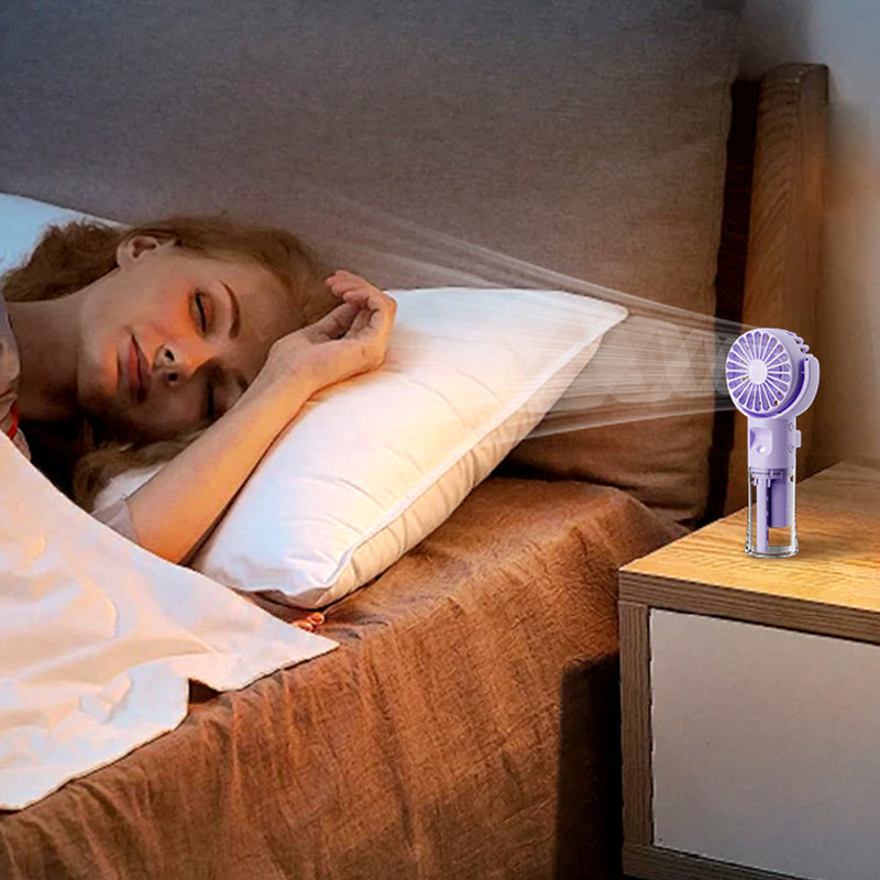 🌀✨ Portable Rechargeable Handheld Misting Fan – Nano-Mist, 4 Speeds, Type-C, Quiet