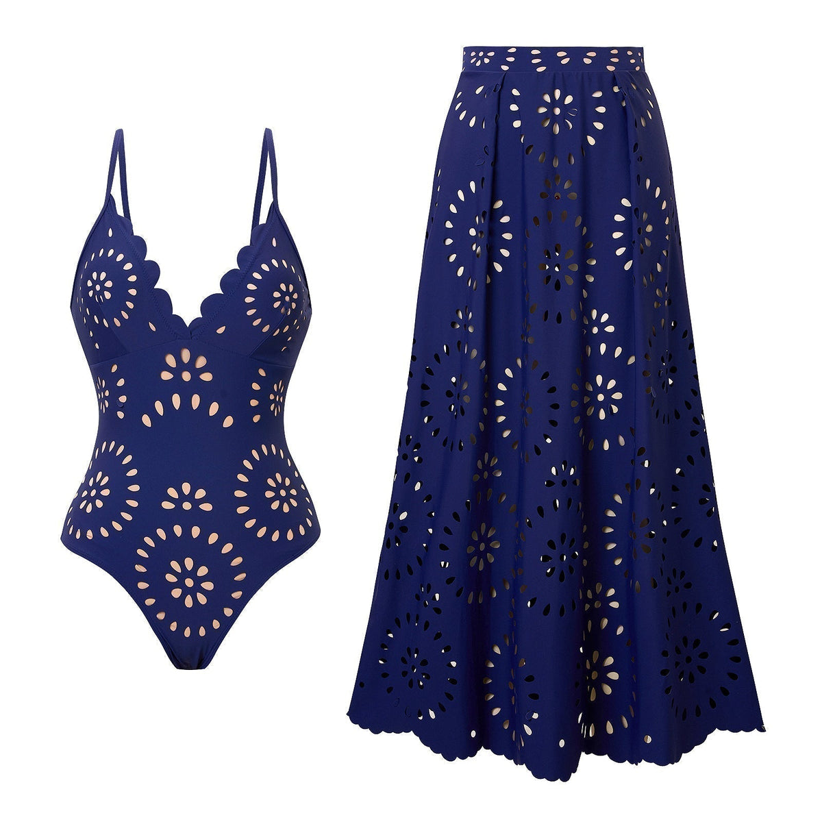 🔥Summer Cool Deal  👙Women’s Sexy One Piece Swimsuit with Matching Swim Long Skirt💕
