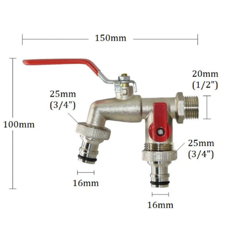 🔥Universal Stainless Steel Double Outlet Garden Water Faucet
