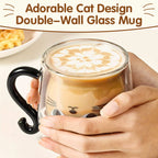 Adorable Cat Design Double-Wall Glass Mug