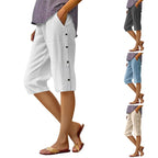 Women's Casual Loose Cotton Linen Breathable Capri Pants