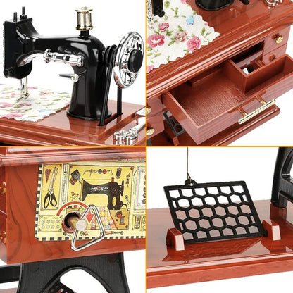Wood Mini Sewing Machine Music Box