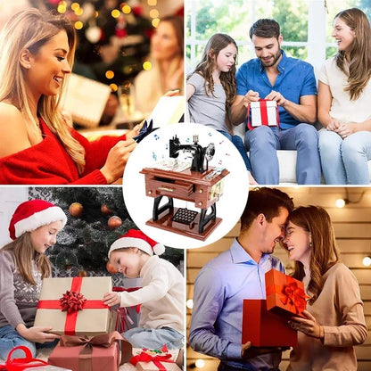 Wood Mini Sewing Machine Music Box