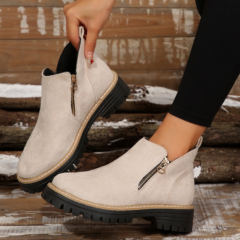✨Women's Round-Toe Ankle Boots with Side Zipper