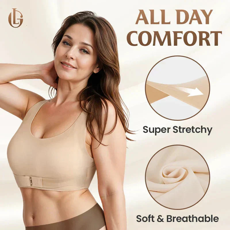 ⚡Front Closure Cross-Back Wireless Posture Bra