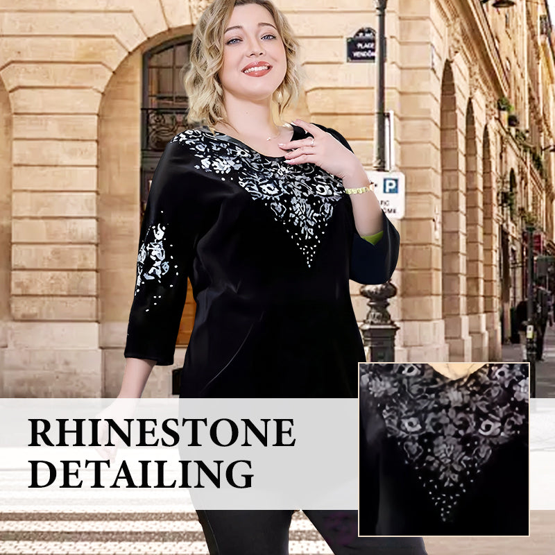 Women's Velvet Rhinestone Top & Pants Set