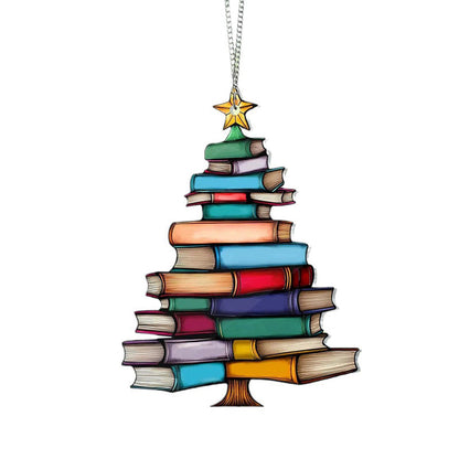 Book Stack Christmas Tree Suncatcher