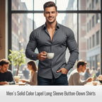🔥High Quality Men's Four Seasons Solid Color Lapel Long Sleeve Button Shirt