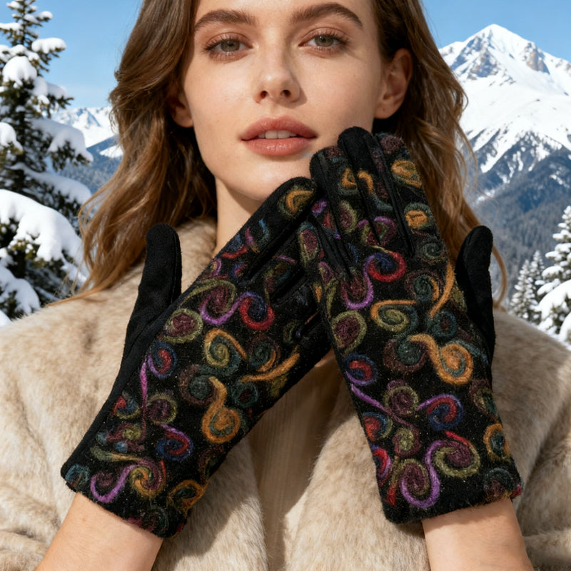 Women's Winter Warm Printed Gloves
