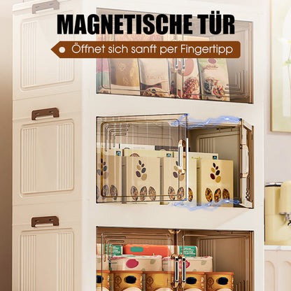 Foldable Storage Box With Lid, 1-5 layers of holders with wheels for kitchen, bedroom, bathroom, warehouse, kitchen, home storage, stackable organizer🗄️